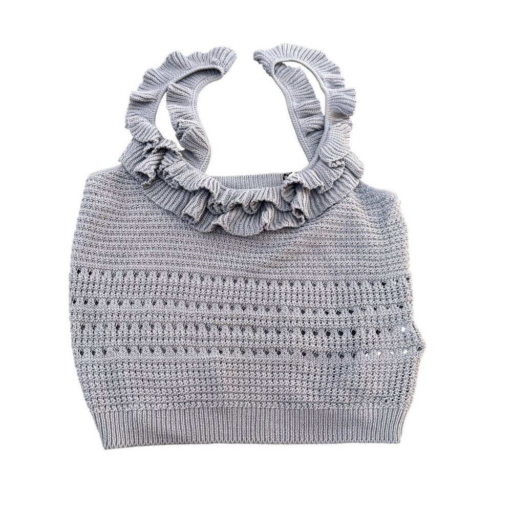 7 For All Mankind Women's Crochet Ruffle Purple Tank Top, Size M NWOT